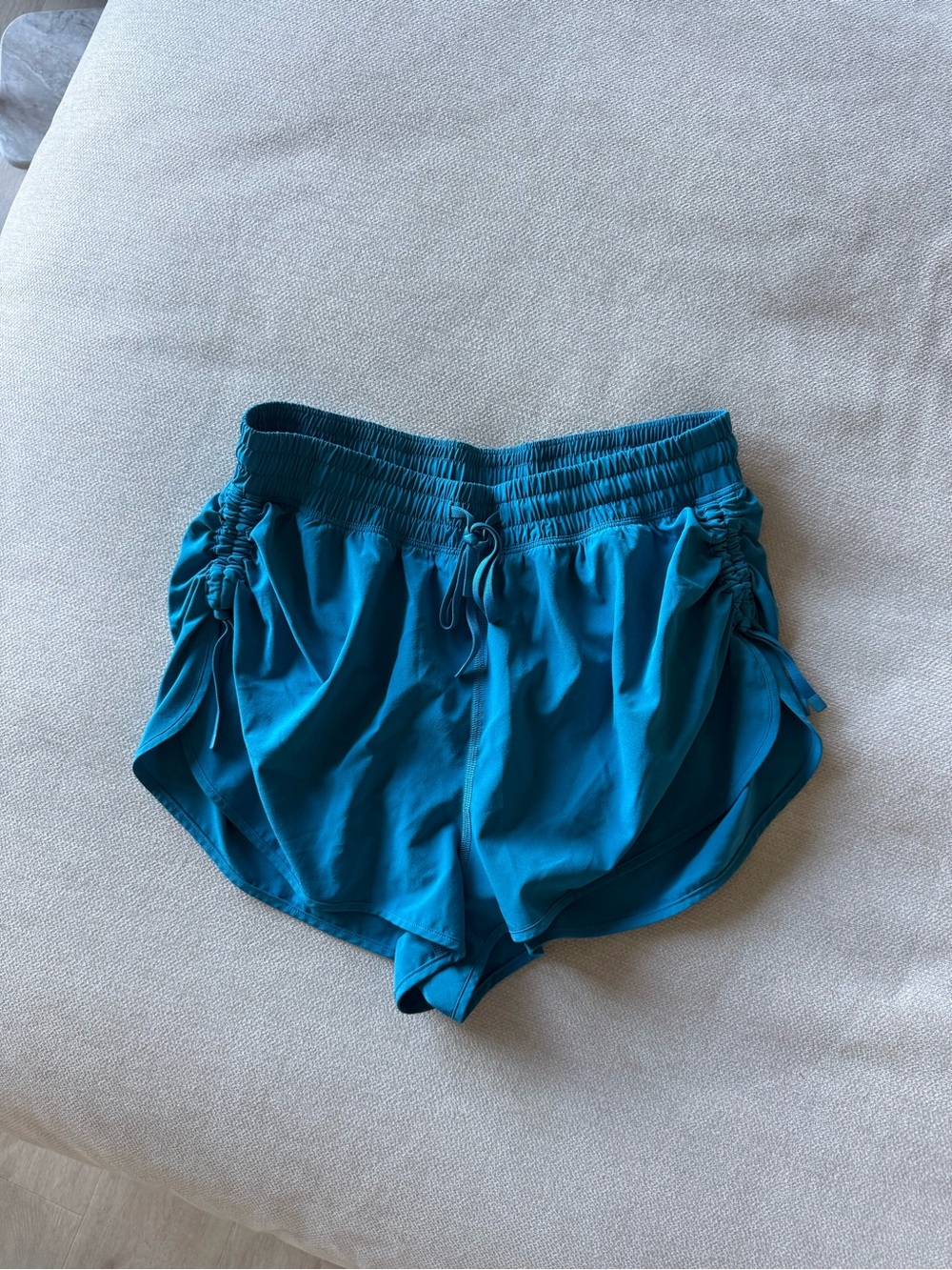 lululemon athletica Teal Drawstring Ruched Side Athletic Shorts